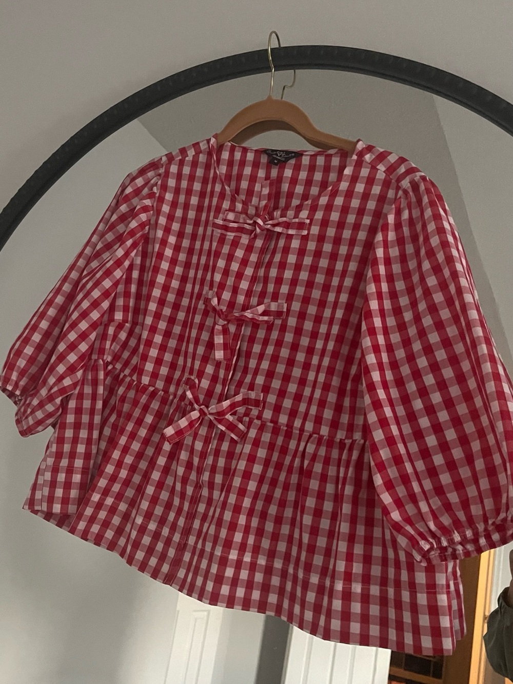 Velvet Heart Red and White Gingham Top